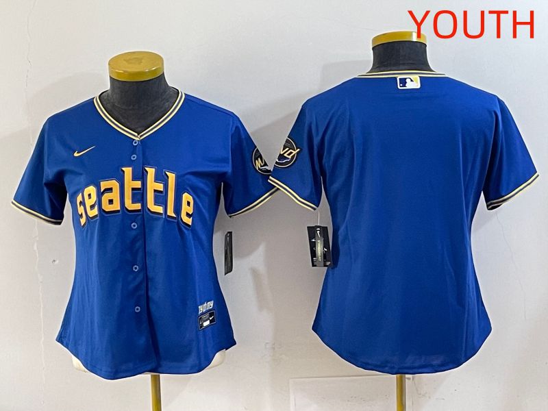 Youth 2025 Seattle Mariners Blank Blue City Edition Nike MLB Jersey style 1->youth mlb jersey->Youth Jersey